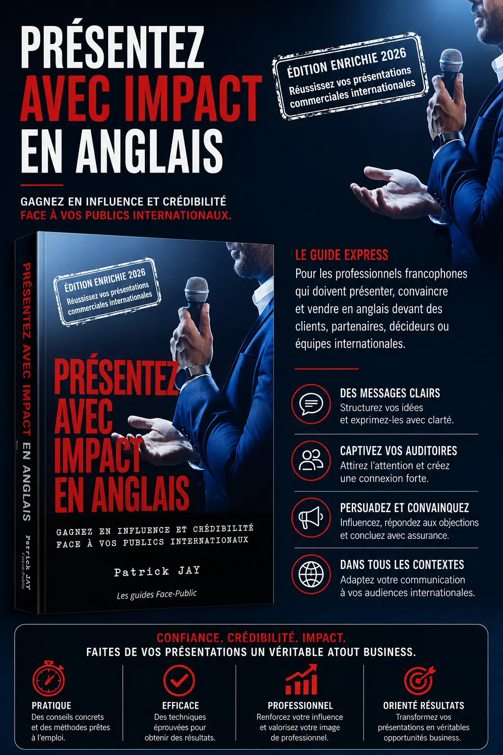 Couverture du guide Présentez avec impact en anglais de Patrick JAY